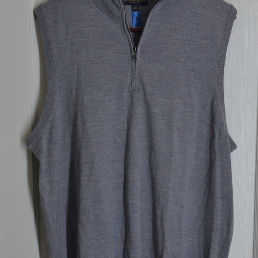Brooks Brothers, Classic, Quarter-Zip Vest, Gray, XXL